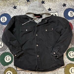 Craftsman Hooded Work Coat Black Mens Medium